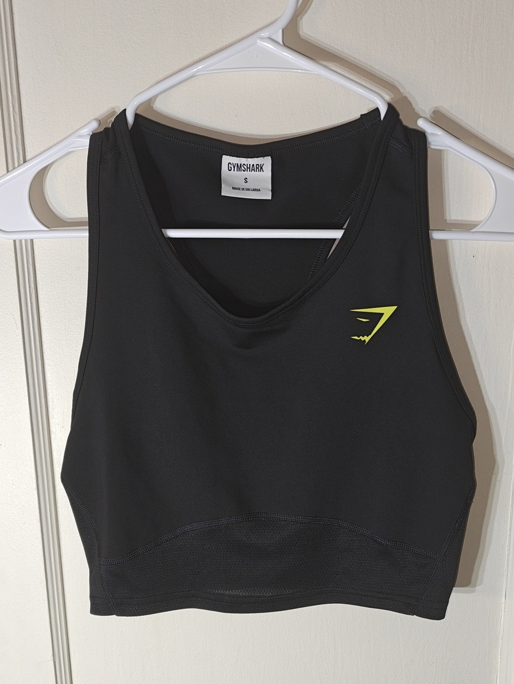 Gymshark Black Cropped Training Tank with Neon Yellow Logo